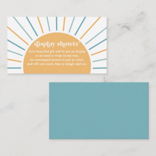 Boho Hier komt de Son Baby shower Display Douche Informatiekaartje (Voorkant / Achterkant)