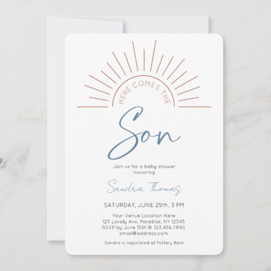 Boho hier komt de uitnodiging voor het Baby shower (Voorkant)