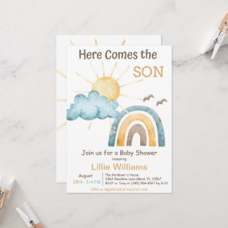 Boho hier komt de uitnodiging voor het Baby shower