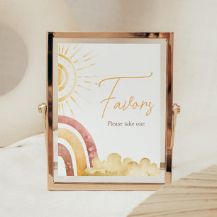 Boho Hier komt de zoon Baby shower gunsten Poster