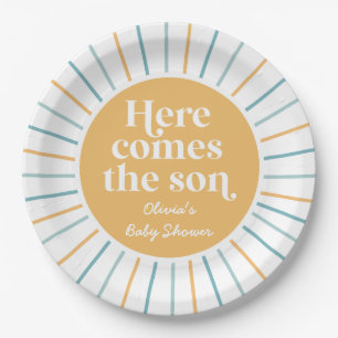 Boho Hier komt de Zoon zonnebaby shower Papieren Bordje