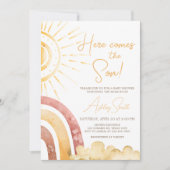 Boho Hier komt het Zoon Baby shower Kaart (Voorkant)