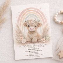 Boho Highland Cow Neutral Rainbow Baby Shower