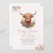Boho Highland Koe Baby shower Kaart (Voorkant / Achterkant)