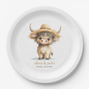 Boho Highland Koe Baby shower Papieren Bordje