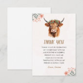 Boho Highland Koe Bedankkaart (Voorkant / Achterkant)