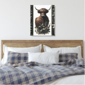 Boho Highland Koe Canvas Afdruk (Insitu (Slaapkamer))