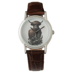 Boho Highland Koe Horloge