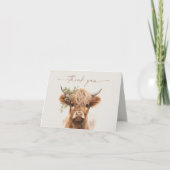 Boho Highland Koe Neutral Couples Baby shower Bedankkaart (Voorkant)