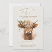 Boho Highland Koe Neutral Couples Baby shower Kaart (Voorkant)