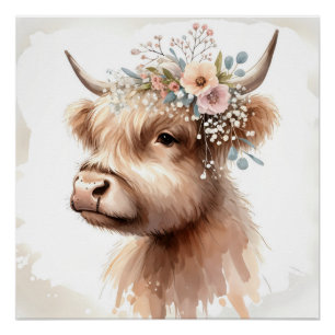 Boho Highland Koe Perfect Poster