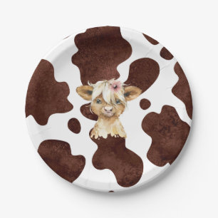Boho Highland Koe Print Papier Borden Papieren Bordje