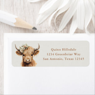 Boho Highland Koe Retouradres Etiket