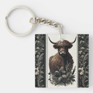 Boho Highland Koe Sleutelhanger