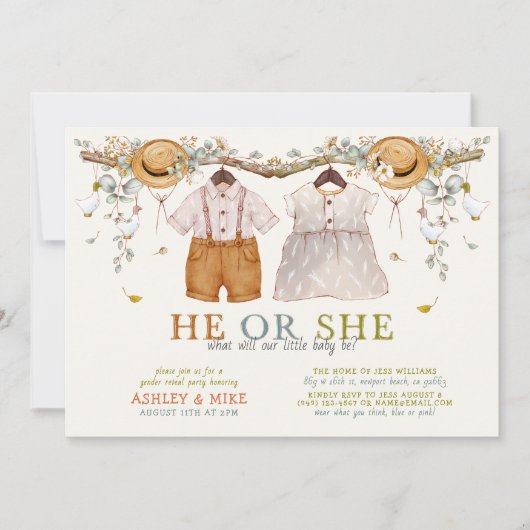 Boho Hij of Zij Kleding Neutraal Geslacht Onthulle Kaart (Voorkant)