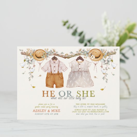 Boho Hij of Zij Kleding Neutraal Geslacht Onthulle Kaart (Staand voorkant)