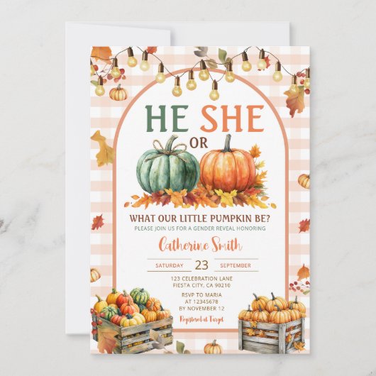 Boho hij of zij pompoen geslacht onthullen Herfst  Kaart (Voorkant)