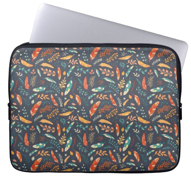 Boho Hippie Feather Pattern Laptop Sleeve (Voorkant)