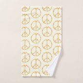 Boho Hippie Floral Paix Signal Motif en Jaune  (Serviette à main)