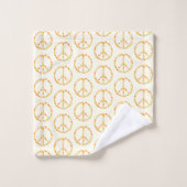 Boho Hippie Floral Paix Signal Motif en Jaune  (Gant de toilette)