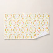 Boho Hippie Floral Peace Sign Pattern in Yellow Bad Handdoek (Handdoek)