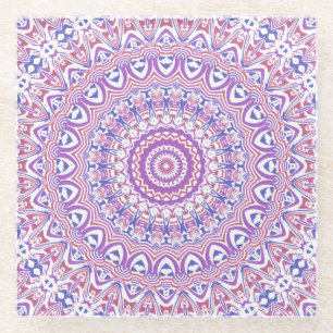 Boho Hippie Funky Groovy Boheemse Kaleidoscoop Glazen Onderzetter