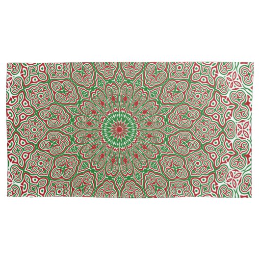 Boho Hippie Funky Trippy  Kerst Mandala Kussensloop (Voorkant-Links)
