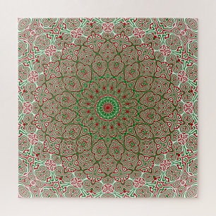 Boho Hippie Funky Trippy Kerst Mandala Legpuzzel