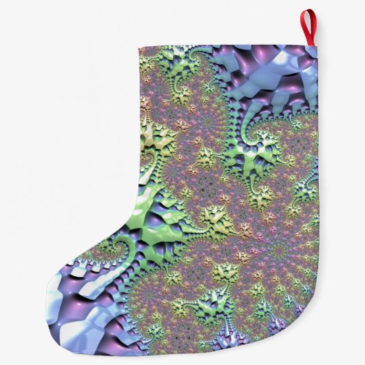 Boho Hippie Groovy Glimmende Kleurrijke Regenboog  Grote Kerstsok (Achterkant)