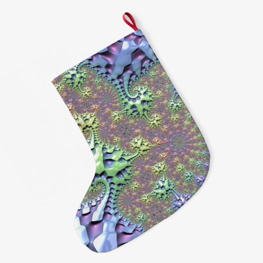 Boho Hippie Groovy Glimmende Kleurrijke Regenboog  Grote Kerstsok (Achterkant (Hangend))