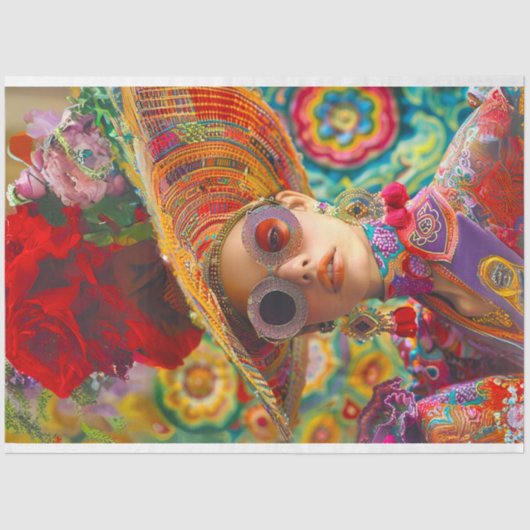 Boho Hippie levendig gekleurde decoupage Tissuepapier (Voorkant)