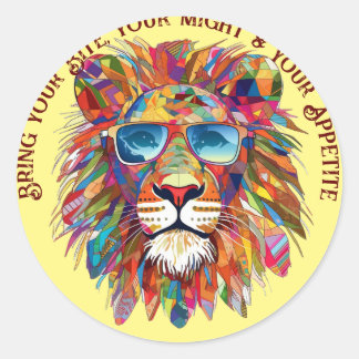 Boho Hippie Lion Shades Ronde Sticker