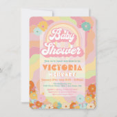 Boho Hippie Rainbow Floral Baby shower Invitation (Devant)