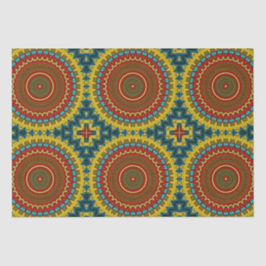 Boho Hippie Red Yellow Blue  Tribal Ethnic Tissuepapier (Voorkant)