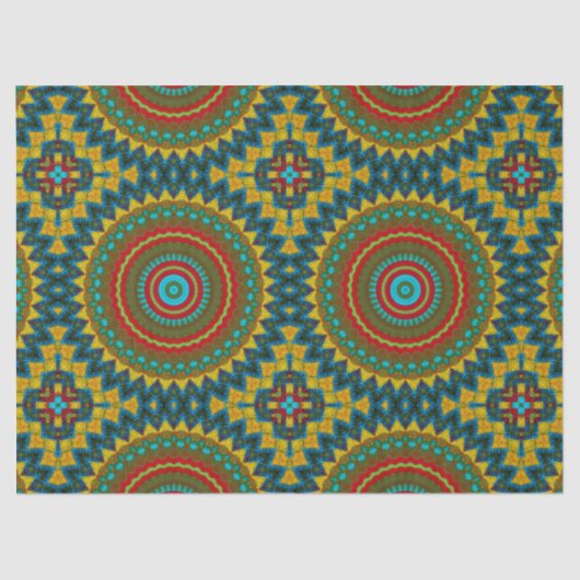 Boho Hippie Red Yellow Blue Tribal Ethnic Tissuepapier (Voorkant)