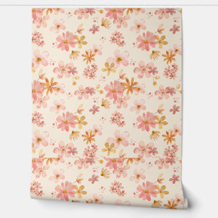 Boho hippie rustic aardse natuurlijke bloemen behang