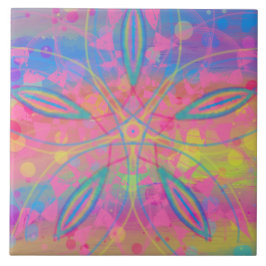 Boho Hippie Tie Dye Neon Pastel Mandala Abstract Tegeltje
