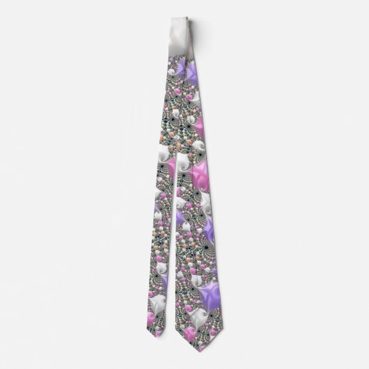 Boho Hippie Trippy Groovy Kleurrijke Pastel Fracta Stropdas (Achterkant)