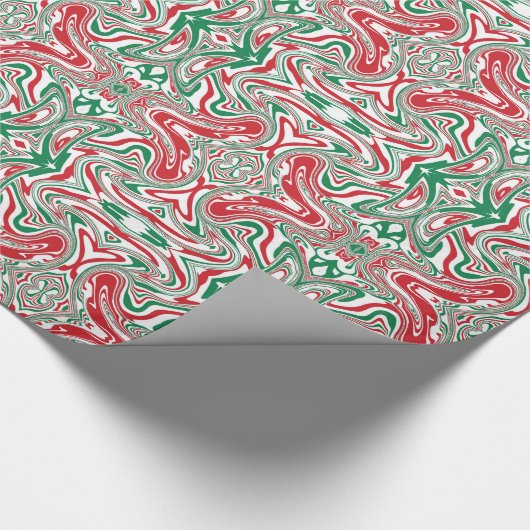 Boho Hippie Trippy Retro Swirly Kerstpatroon Cadeaupapier (Hoek)