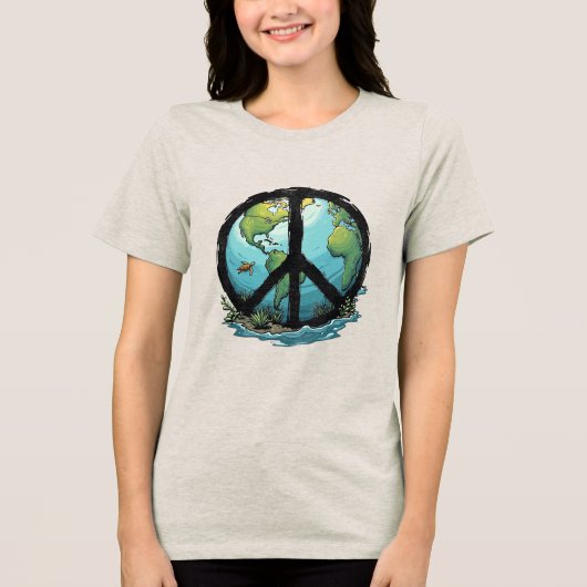Boho Hippy 60s 70s Peace Love Tri-Blend Shirt (Voorkant)