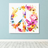 Boho Hippy 60s 70s Peace Sign Canvas Print (Insitu (Houten vloer))