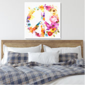 Boho Hippy 60s 70s Peace Sign Canvas Print (Insitu (Slaapkamer))