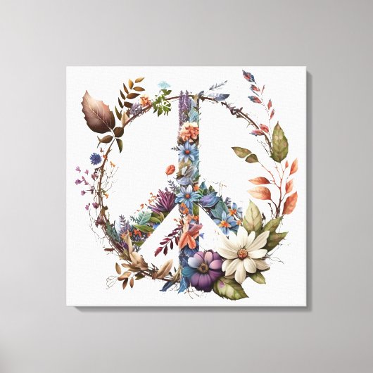 Boho Hippy 60s 70s Peace Sign Canvas Print (Voorkant)