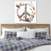 Boho Hippy 60s 70s Peace Sign Canvas Print (Insitu (Slaapkamer))