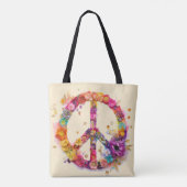 Boho Hippy 60s 70s Peace Sign Draagtas (Achterkant)