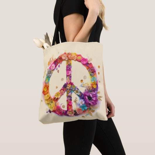 Boho Hippy 60s 70s Peace Sign Draagtas (Dichtbij)