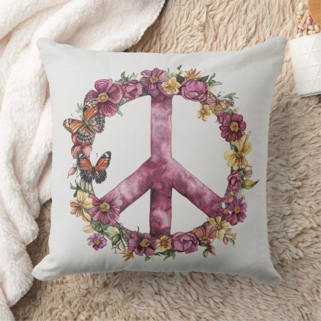 Boho Hippy 60s 70s Peace Sign Kussen (Deken)