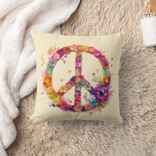 Boho Hippy 60s 70s Peace Sign Kussen (Deken)