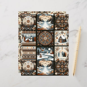 Boho Hiver Motif Artisanat & Scrapbook Papier