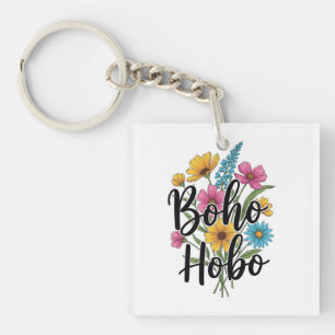 Boho Hobo bloem boeket ontwerp Sleutelhanger